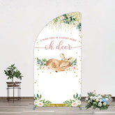 Lofaris Oh Deer Floral Boho Sweet Baby Shower Half Moon Arch Backdrop